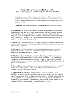 Six Key Themes for German Idealism and the Birth of the Lineage of