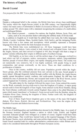 The history of English David Crystal