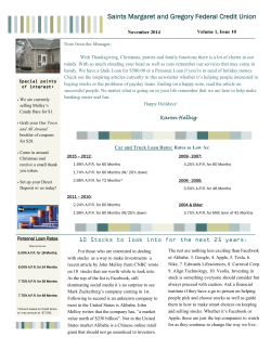 November 2014 - St. Margaret and Gregory Federal Credit Union.