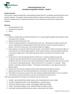 Antonym/Synonym Tree Vocabulary Acquisition Activity