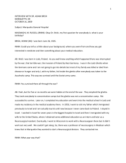 1 INTERVIEW WITH DR. ADAM BRISH MARQUETTE, MI OCTOBER