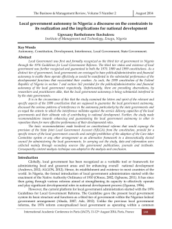 Local government autonomy in Nigeria: a discourse on the