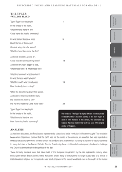 Poem: &ldquo;The Tyger&rdquo; - William Blake