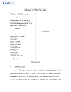 DISTRICT OF MASSACHUSETTS The Estate of John L