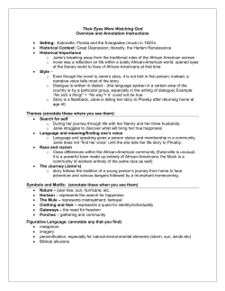 Their Eyes Were Watching God Overview and Annotation