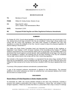 MEMORANDUM TO: Members of Council FROM