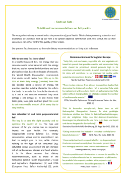 - Facts on Fats - Nutritional recommendations on fatty acids