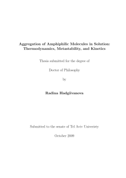 Aggregation of Amphiphilic Molecules in Solution: Thermodynamics