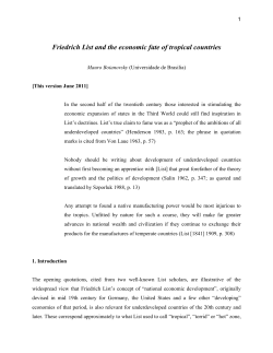 Friedrich List and the economic fate of tropical countries