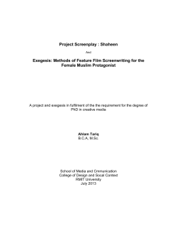 Project Screenplay : Shaheen Exegesis: Methods of Feature Film