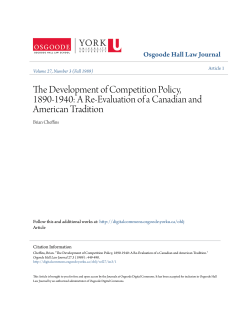 the development of competition policy, 1890-1940: a re