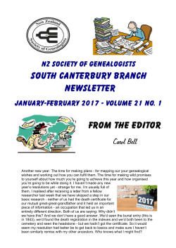 South Canterbury Branch Newsletter From the editor Carol Bell