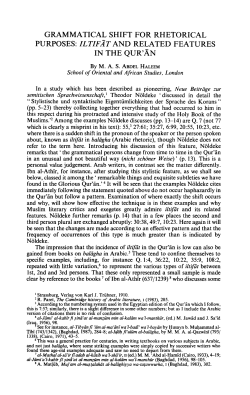 Grammatical Shift for Rhetorical Purposes: Iltifāt and Related