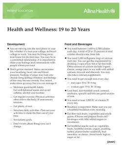 Health and Wellness: 19 to 20 Years