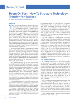Boom Or Bust&mdash;How To Structure Technology Transfer For Success