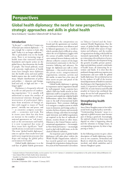 Global health diplomacy: the need for new perspectives, strategic
