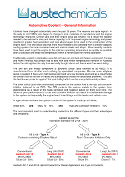 Automotive Coolant &ndash; General Information