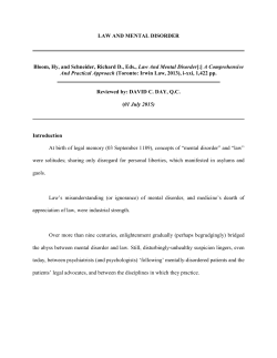 LAW AND MENTAL DISORDER Bloom, Hy, and Schneider, Richard