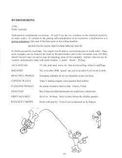 ANIL, Perth, Australia Hydromorons complement oxymorons. (H and