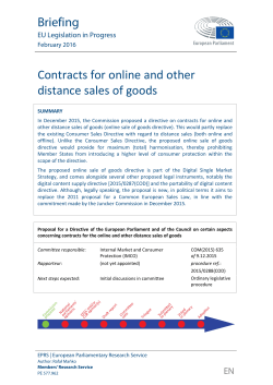 Contracts for online and other distance sales of goods