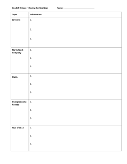 Grade7 History &ndash; Review for final test Name: Topic Information