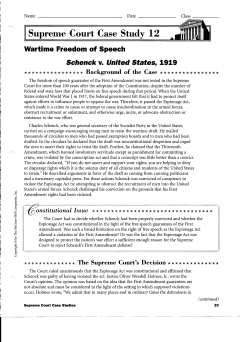 Schnenck v. United States 1919