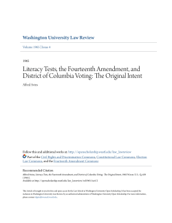 Literacy Tests, the Fourteenth Amendment, and District of Columbia