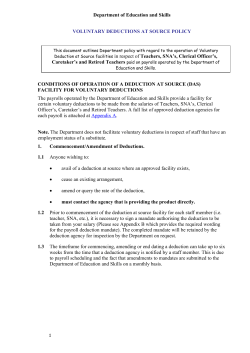 Department of Education and Skills VOLUNTARY DEDUCTIONS AT