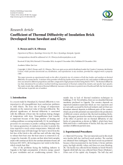 Coefficient of Thermal Diffusivity of Insulation Brick Developed from