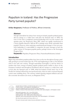 Populism in Iceland: Has the Progressive Party turned