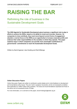 Raising the Bar: Rethinking the role of business in the Sustainable