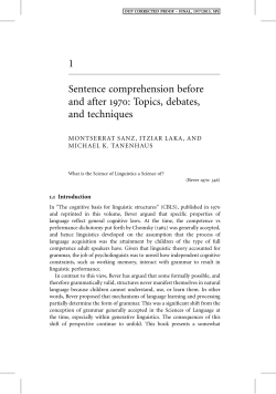 1 Sentence comprehension before and after 1970: Topics, debates