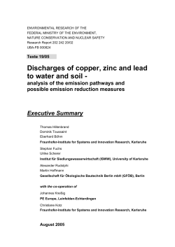Discharges of copper, zinc and lead to water and soil