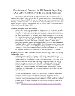 Questions and Answers for UC Faculty Regarding UC`s Labor
