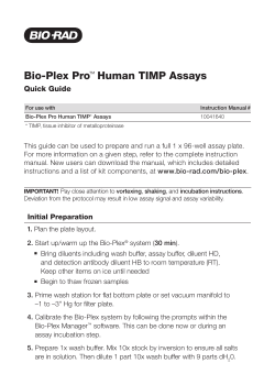 Instruction Manual, Bio-Plex Pro Human TIMP Assays - Bio-Rad