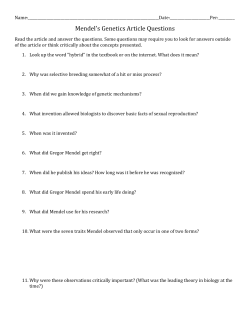 Mendel`s Genetics Article Questions