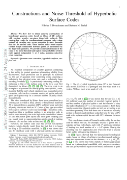 Constructions and Noise Threshold of Hyperbolic
