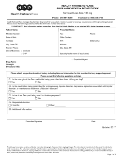 HEALTH PARTNERS PLANS Seroquel Less than 100 mg