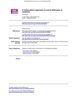 medicine A virtue ethics approach to moral dilemmas in