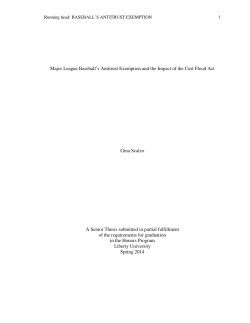 Major League Baseball`s Antitrust Exemption and the Impact of the