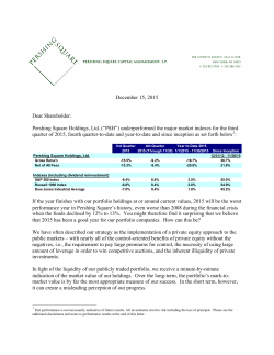 December 15, 2015 Dear Shareholder: Pershing Square Holdings