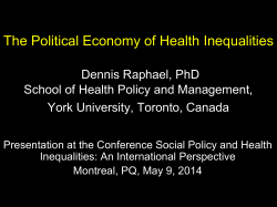 The Political Economy of Health Inequalities