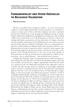 Fundamentalist and Other Obstacles to Religious Toleration