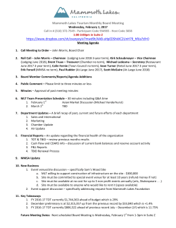 Mammoth Lakes Tourism Monthly Board Meeting https://www
