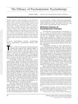 The Efficacy of Psychodynamic Psychotherapy