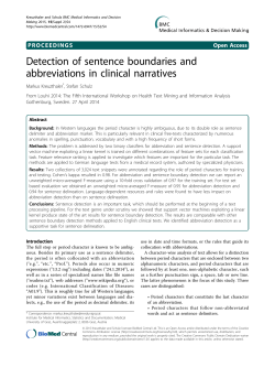 Detection of sentence boundaries and abbreviations in clinical