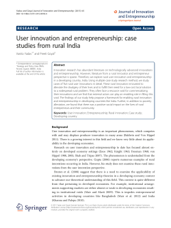 User innovation and entrepreneurship: case studies from rural India