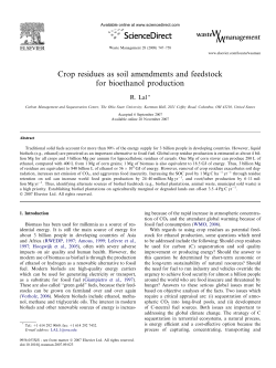 Crop residues as soil amendments and feedstock for bioethanol