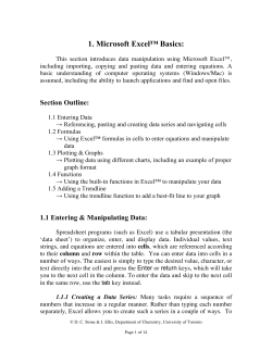 1. Microsoft Excel&trade; Basics