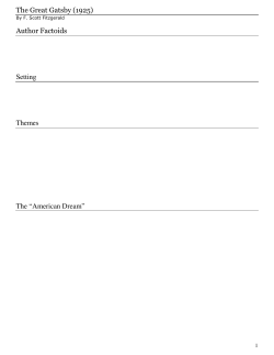 The Great Gatsby (1925) Author Factoids Setting